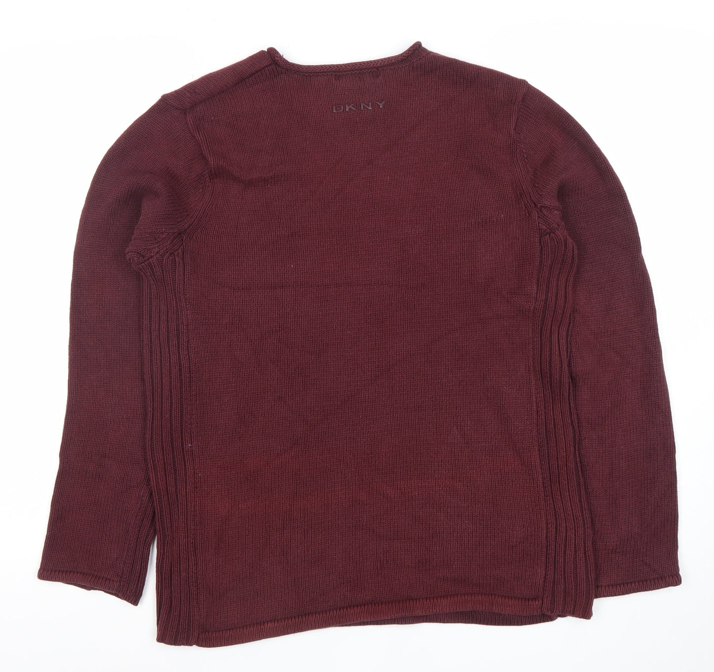 DKNY Men's Red Cotton Crew Neck Jumper Size S