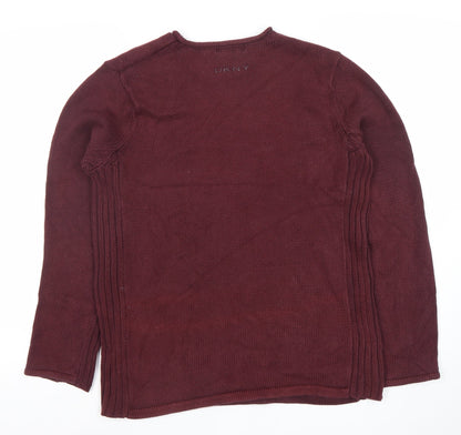 DKNY Men's Red Cotton Crew Neck Jumper Size S