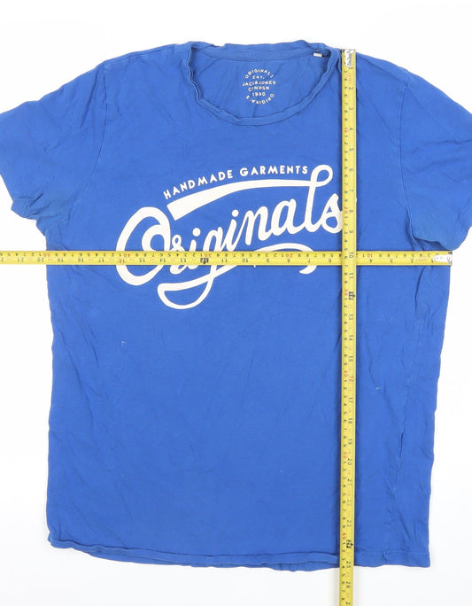 Jack & Jones Originals Blue Graphic Print Men's T-Shirt Size L