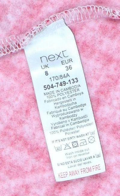 Next Women’s Pink Herringbone Coatigan Size 8 Mid-Length Open Front