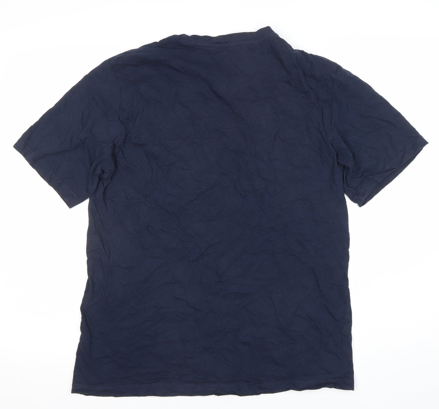 Jack & Jones Mens Blue Graphic Print Cotton T-Shirt Size L