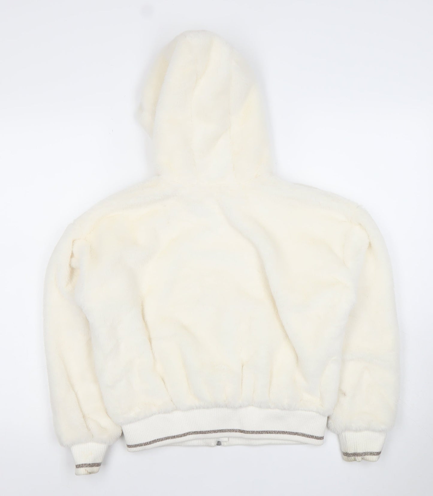River Island Girls Ivory Faux Fur Hooded Bomber Jacket 11-12 Years