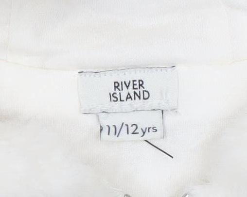 River Island Girls Ivory Faux Fur Hooded Bomber Jacket 11-12 Years