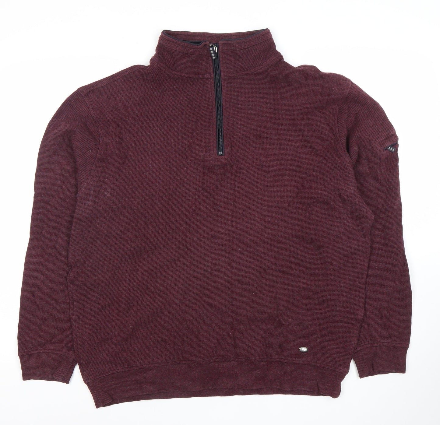 Yeats Men's Burgundy 1/2 Zip Cotton Sweatshirt XL Classic Fit