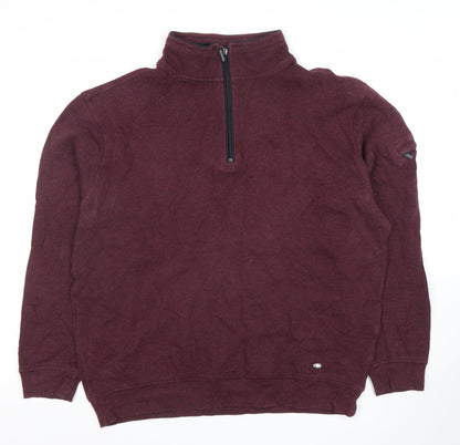 Yeats Men's Burgundy 1/2 Zip Cotton Sweatshirt XL Classic Fit