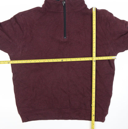 Yeats Men's Burgundy 1/2 Zip Cotton Sweatshirt XL Classic Fit