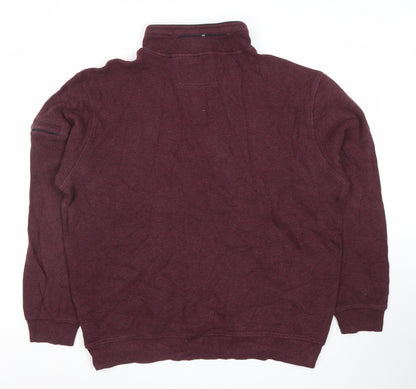 Yeats Men's Burgundy 1/2 Zip Cotton Sweatshirt XL Classic Fit