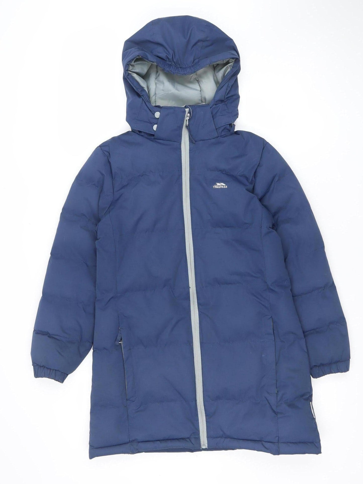 Trespass Girls Blue Waterproof Hooded Puffer Jacket 9-10 Years