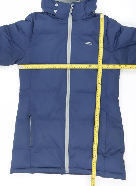 Trespass Girls Blue Waterproof Hooded Puffer Jacket 9-10 Years