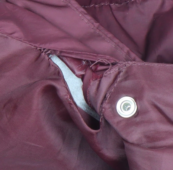 H&M Girls Red Hooded Puffer Coat 10 Years Long Quilted Winter Jacket