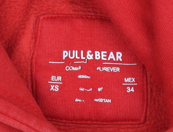Pull & Bear Women’s Red Pullover Hoodie XS Cotton Blend Casual