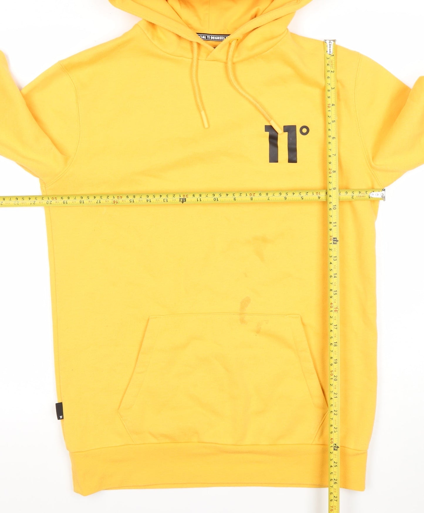 11 Degrees Men’s Yellow Pullover Hoodie Size S Regular Fit