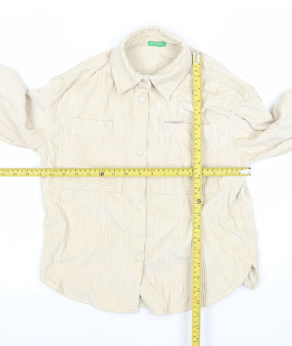 United Colors of Benetton Girls Beige Cotton Corduroy Shirt Jacket 8 Years