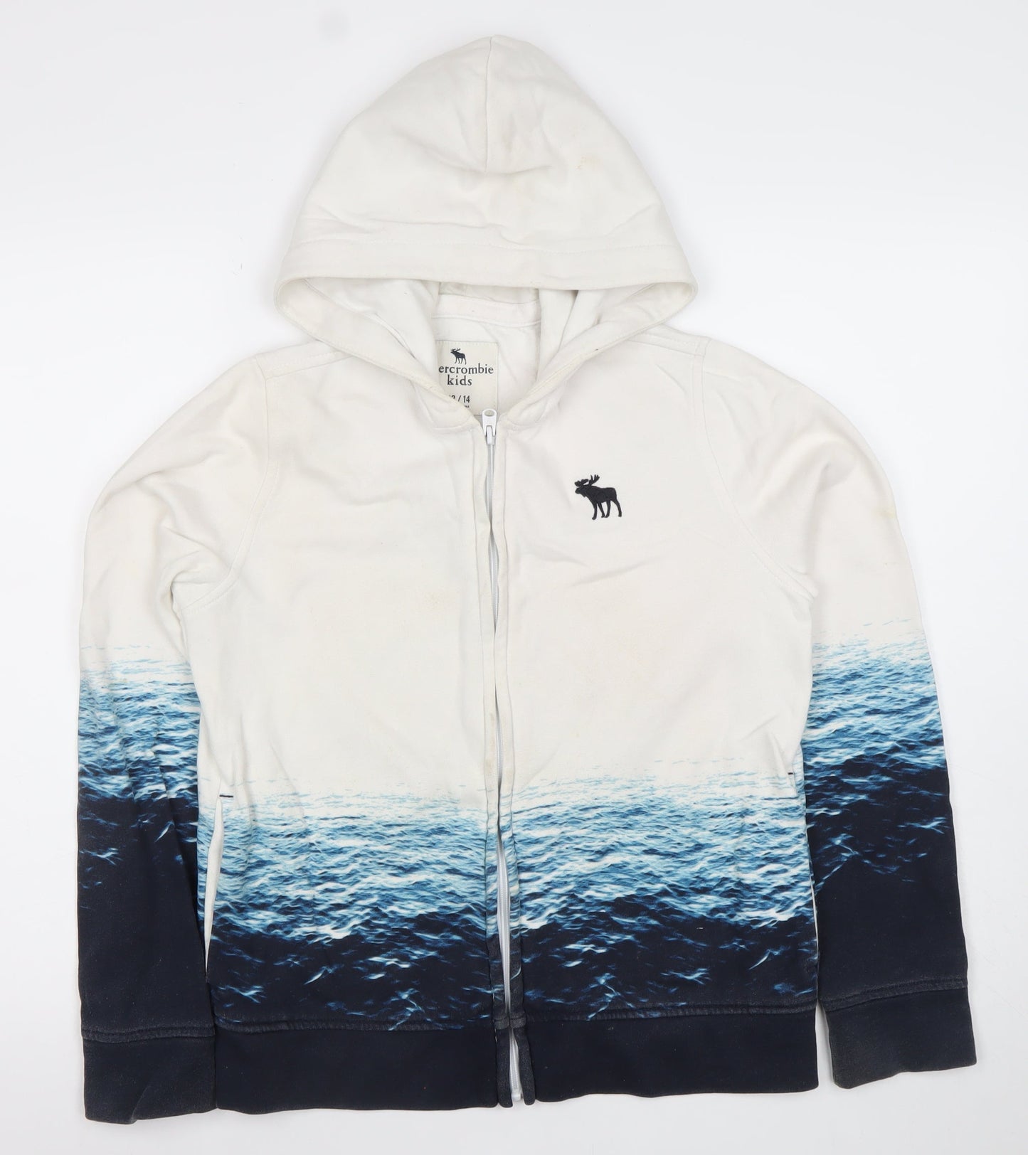 Boys UK Size 13-14 Years abercrombie kids White Full Zip Hoodie