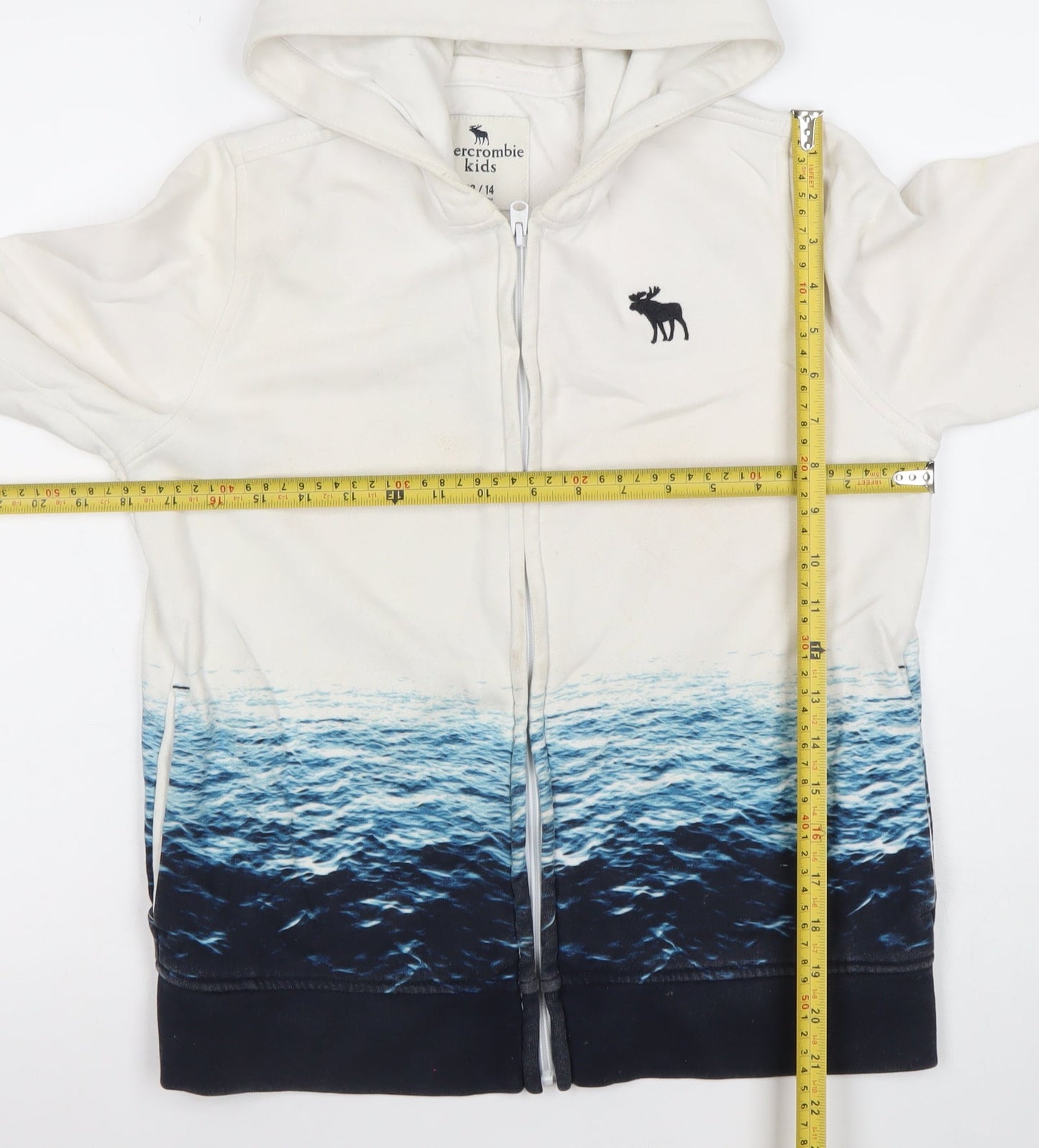 Boys UK Size 13-14 Years abercrombie kids White Full Zip Hoodie