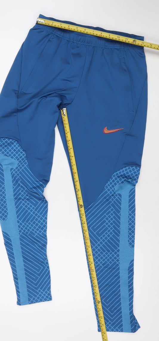 Nike Boys Blue Dri-Fit Slim Fit Track Pants S Tapered Joggers