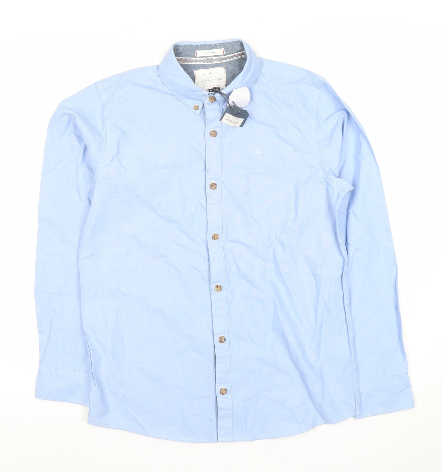 Jasper Conran Boys Blue Long Sleeve Button-Up Shirt Size 14 Cotton