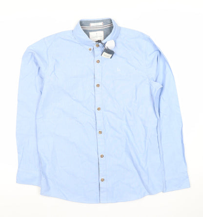 Jasper Conran Boys Blue Long Sleeve Button-Up Shirt Size 14 Cotton