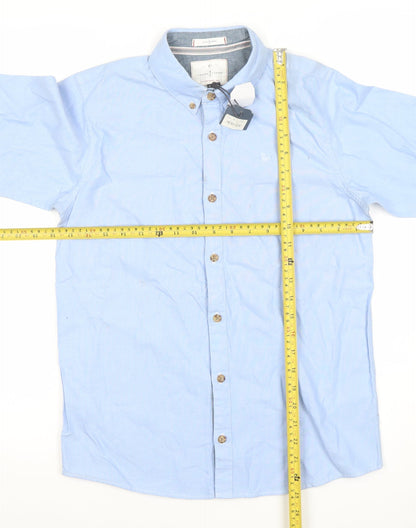 Jasper Conran Boys Blue Long Sleeve Button-Up Shirt Size 14 Cotton