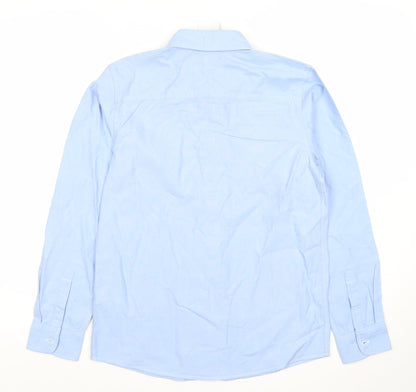 Jasper Conran Boys Blue Long Sleeve Button-Up Shirt Size 14 Cotton