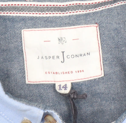 Jasper Conran Boys Blue Long Sleeve Button-Up Shirt Size 14 Cotton