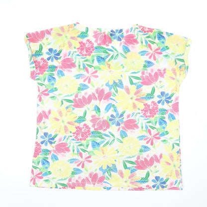 Leo & Ugo Women’s Multicoloured Floral Short Sleeve Cotton T-Shirt Size 12