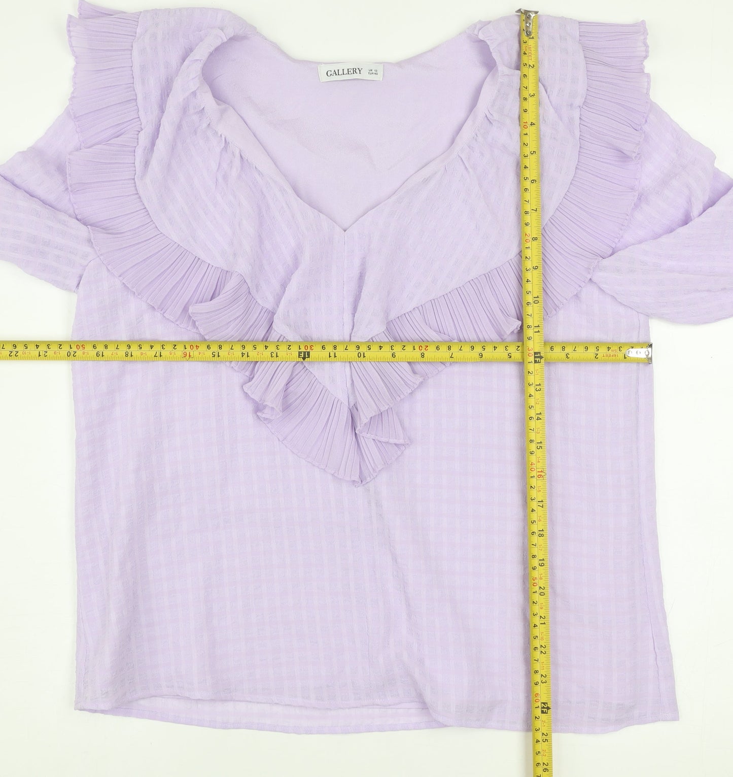 Gallery Women’s Purple Ruffle Long Sleeve Blouse Size 12