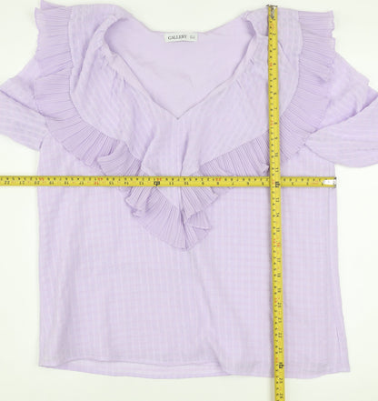 Gallery Women’s Purple Ruffle Long Sleeve Blouse Size 12