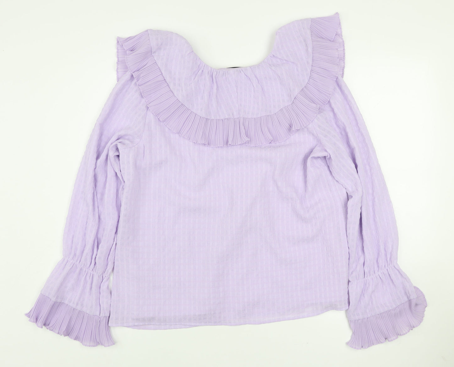 Gallery Women’s Purple Ruffle Long Sleeve Blouse Size 12
