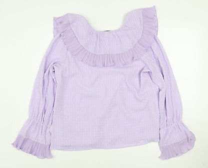 Gallery Women’s Purple Ruffle Long Sleeve Blouse Size 12