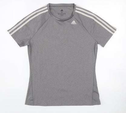 Adidas Womens Grey Climalite Short Sleeve T-Shirt M Activewear Top
