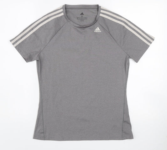 Adidas Womens Grey Climalite Short Sleeve T-Shirt M Activewear Top