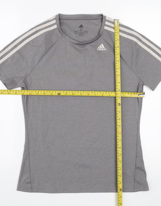 Adidas Womens Grey Climalite Short Sleeve T-Shirt M Activewear Top
