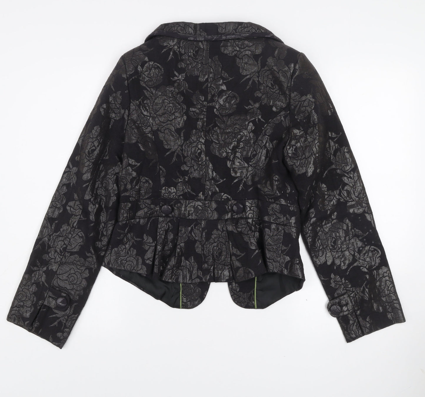 Sasha Women’s Black Floral Jacquard Shawl Collar Blazer Size 10