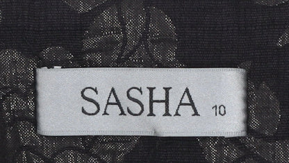 Sasha Women’s Black Floral Jacquard Shawl Collar Blazer Size 10