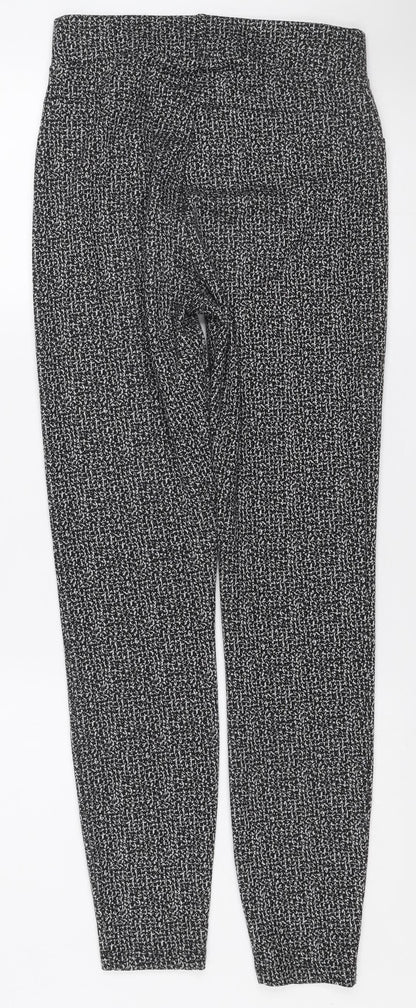 Savior Women's Black Patterned Button Detail High Rise Slim Trousers Size 8