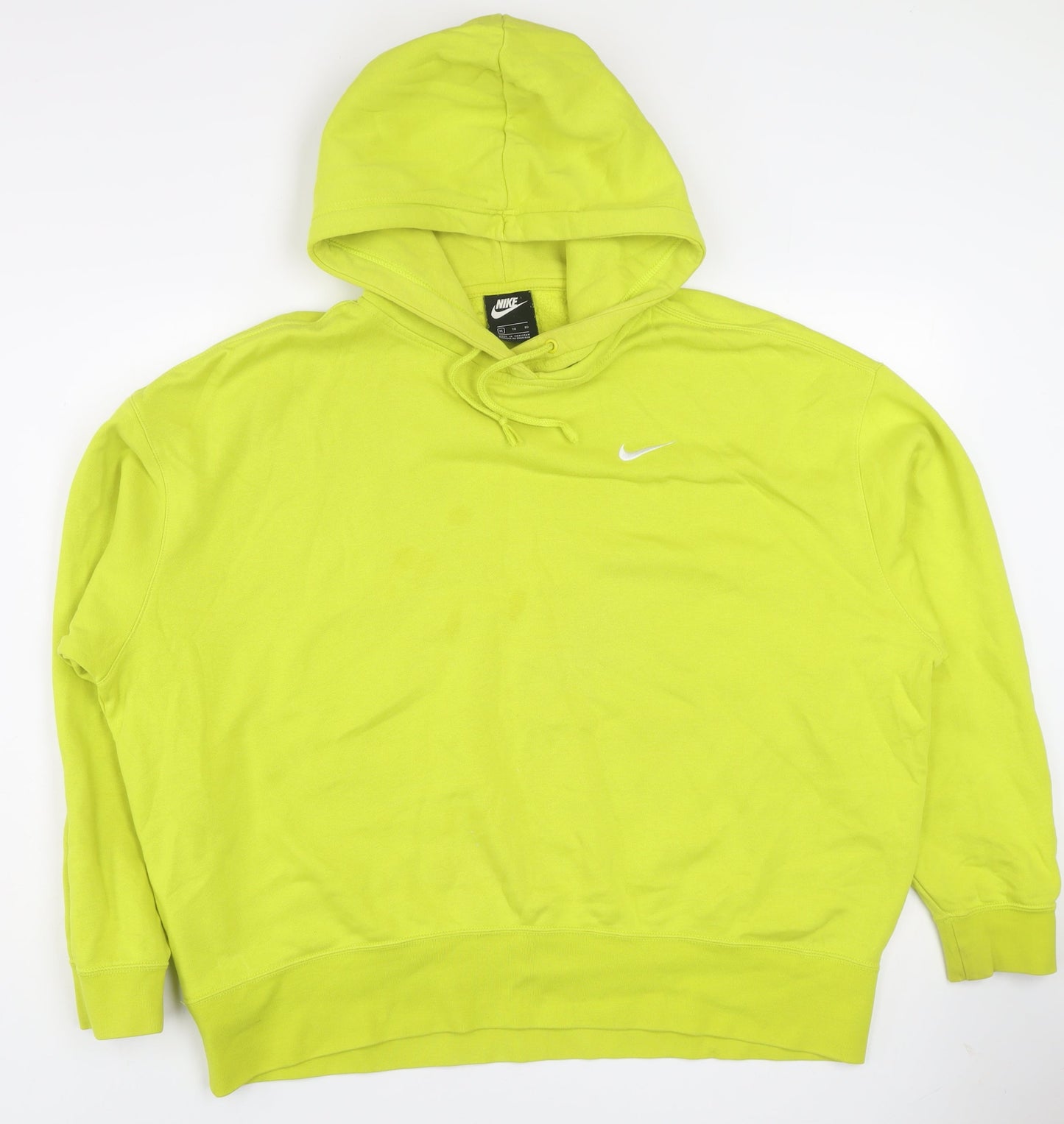 Nike Women's Lime Green XL Pullover Hoodie Cotton Blend Sweatshirt