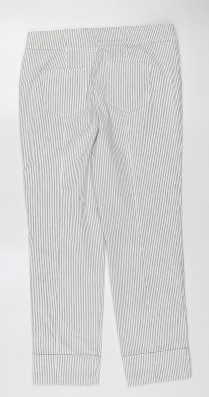 Gallery Women’s Grey Striped Cotton-Blend Jogger Trousers Size 8