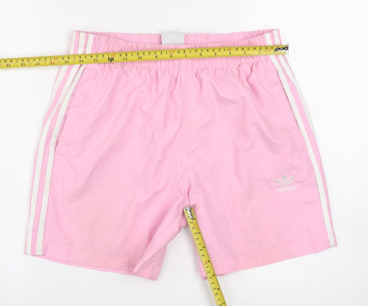 Adidas Womens Pink M Athletic Shorts Elastic Waist Lightweight