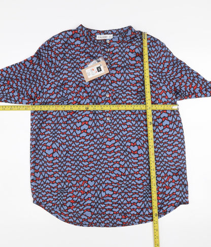 Gallery Womens Blue Heart Print Long Sleeve Button Blouse Size 10