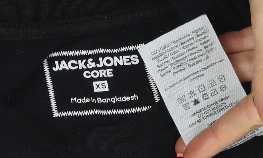 Mens UK Size XS JACK & JONES Black  T-Shirt