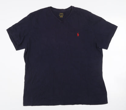 Ralph Lauren Men's Blue V-Neck Cotton T-Shirt XL Classic Fit