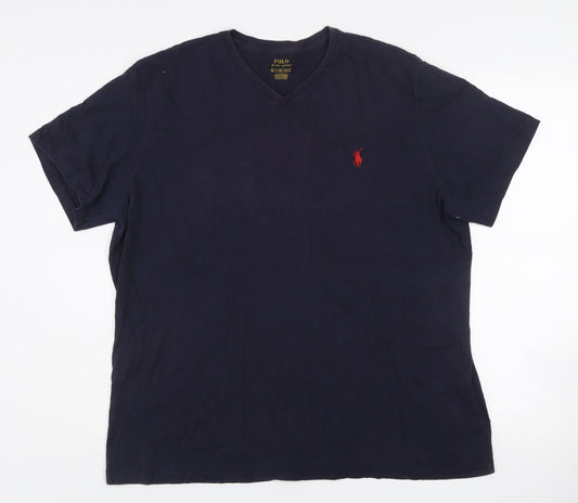 Ralph Lauren Men's Blue V-Neck Cotton T-Shirt XL Classic Fit