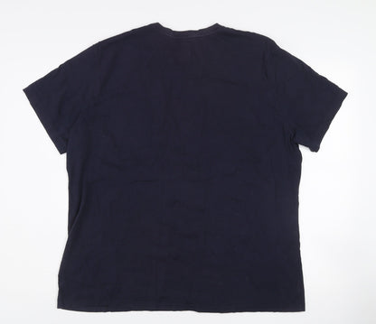 Ralph Lauren Men's Blue V-Neck Cotton T-Shirt XL Classic Fit