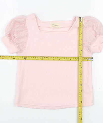 Btween Teens Pink Puff Sleeve Knit T-Shirt Size 10