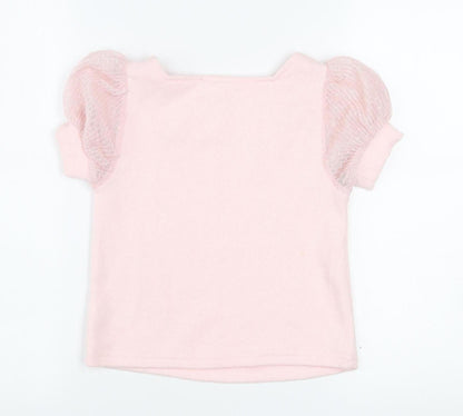 Btween Teens Pink Puff Sleeve Knit T-Shirt Size 10