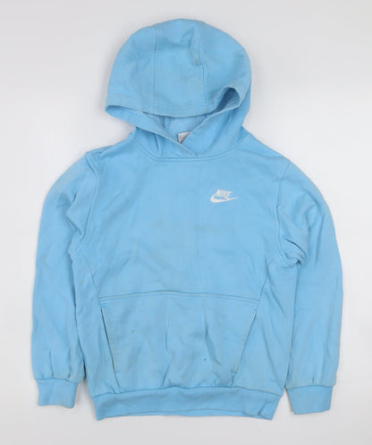 Nike Boys Blue Pullover Hoodie M Cotton Blend Casual Sweatshirt