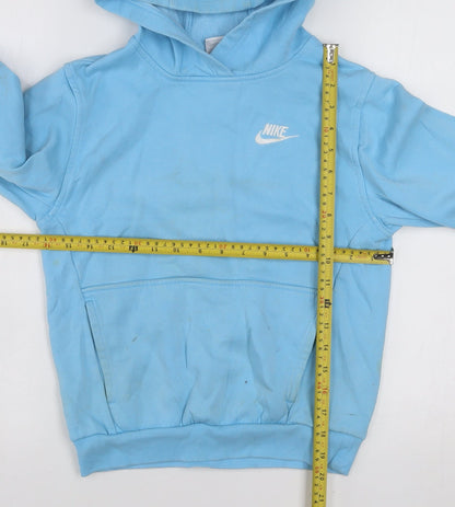 Nike Boys Blue Pullover Hoodie M Cotton Blend Casual Sweatshirt