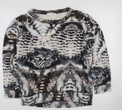 Zara W&B Collection Women's Beige Animal Print Cotton Pullover Sweatshirt Size M