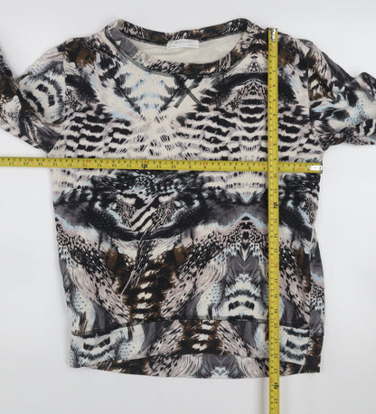 Zara W&B Collection Women's Beige Animal Print Cotton Pullover Sweatshirt Size M